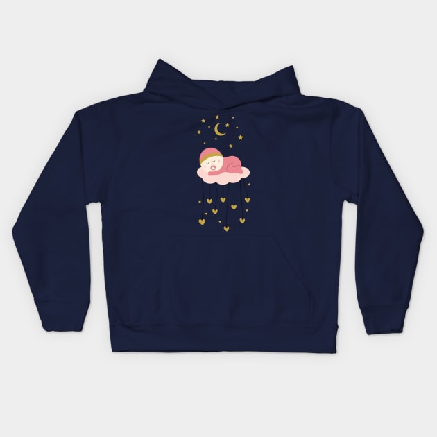 Baby girl and stars Kids Hoodie by grafart